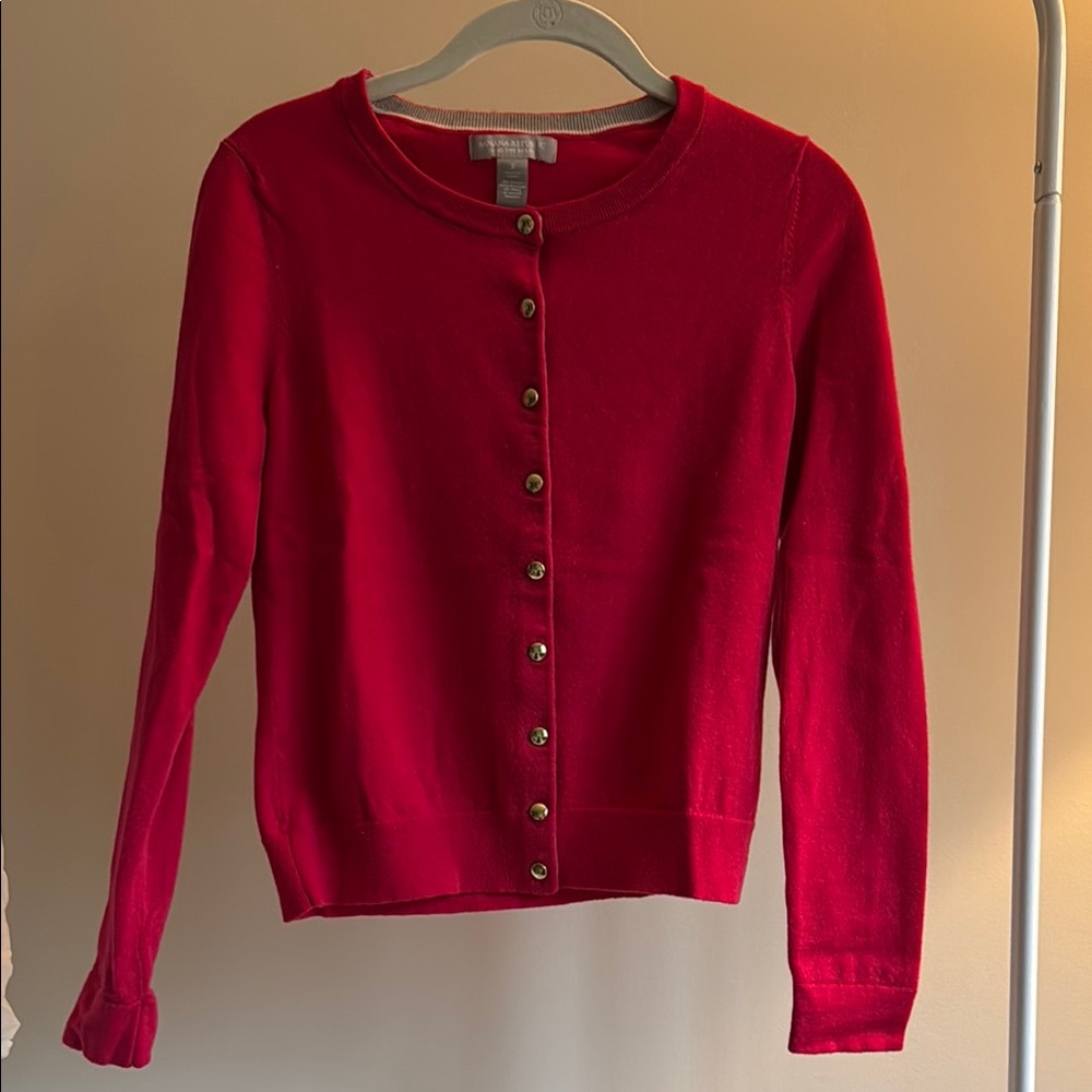 (Gold Buttons) Cherry Red Banana Republic Merino Wool Size S